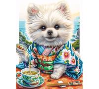 Pomeranian Puppy Drinking Tea 1000-piece Jigsaw Puzzle Bundle Wildlife Pet Family Puzzle Lovers Brain Training Mindful Activity Spring Creativity & Gift Giving 1000 PCS