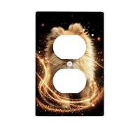 Pomeranian Puppy Light Switch Cover Plates/Outlet Covers, Golden Fur for Animal Lovers, Thermoplastic Wall Plates, Standard Size, Cute Style Single Duplex Outlet