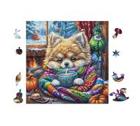 Pomeranian Puppy with Cup 100-piece Jigsaw Puzzle Bundle Family Puzzle Lovers Brain Training Mindful Activity Spring Rigid Cardboard 28x28cm