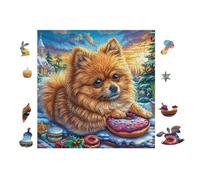 Pomeranian Puppy with Donut 100 Piece Count Premium Jigsaw Puzzle For Adults Teens 14+ Concentration Training Indoor Game Family Game Night Creativity Gift Giving 28x28cm