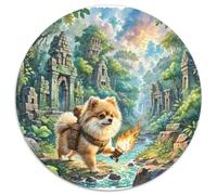 Pomeranian Puzzle 1000 Pieces Jigsaw Good Friend Partner Pet Round Jigsaws Adults Kids Puzzles Reliever Family Game Stress Difficult Suitable for Home Adult Decor Impossible 1000pcs (67.5x67.5cm)