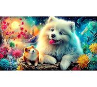 Pomeranian Puzzle Game 1000 Pieces Jigsaw Puzzles Impossible Hard Difficult Challenging for Wall Decoration and Gifts 38x26cm/1000pcs