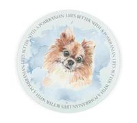 Pomeranian Round Glass Worktop Saver - Life's Better with a Dog Gift - Textured Kitchen Chopping/Cutting Board Worktop Protector with Non-Slip Feet 30cm x 30cm (12" x 12")