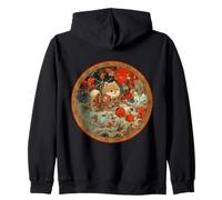 Pomeranian Samurai Dog Japanese Warrior Puppy Zip Hoodie