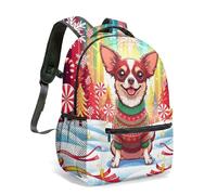 Pomeranian Santa Sleigh All Over Print 16 Inch Backpack for Kids School Rucksack Cute Cartoon Christmas Dog Gift (08)
