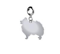 Pomeranian Silhouette Silver Charm