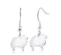 Pomeranian Silhouette Silver Earrings