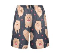 Pomeranian Spitz Puppy Pajama Shorts for Men Small German Spitz Dog Men's Pajama Pants Sleepwear Lounge L