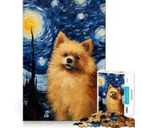 Pomeranian Starry Night Jigsaw Puzzles 1000 Piece for Adults Think Smart Toy Together Fun Accurate Cut Art Display (38x52cm)