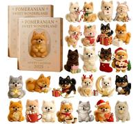 Pomeranian Sweet Wonderland Advent Calendar 2025, 24 Days Christmas Countdown of Festive Surprises Dog Ornaments, Advents Calendar for Adults, Collectors & Gift, for Pomeranian Lovers (2pc)