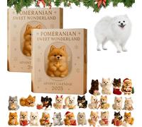 Pomeranian Sweet Wonderland Advent Calendar 2025, 24 Days of Festive Surprises Dog Ornaments, 2D Acrylic Cute Canine-Themed Treats & Toys, Cute Mini Handmade Dog Themed Ornaments for Dog Lovers (2pcs)