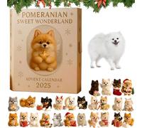 Pomeranian Sweet Wonderland Advent Calendar 2025, 24 Days of Festive Surprises Dog Ornaments, 2D Acrylic Cute Canine-Themed Treats & Toys, Cute Mini Handmade Dog Themed Ornaments for Dog Lovers (1pc)