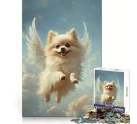 Pomeranian with Angel Wings 1000 Piece Jigsaws for Adults Puzzle Strengthen Memory Warm Time Clean Edge (38x52cm)
