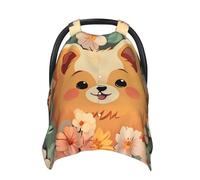 Pomeranians Cartoon Flowers Baby Car Seat Canopy Cover, Multi Use Breathable Nursing Breastfeeding Covers for Mom Soft Stroller Sun Shade Newborn Shower Gift