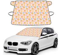 Pomeranians Cartoon Flowers Printed Windproof Windshield Cover, Elastic Strap Ice Protector, All Season Automotive Accessory