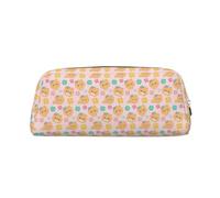 Pomeranians Cartoon Flowers Printing Leather Pencil Pouch Pen Case Elegant and Practical Bag for Students Perfect for Office School