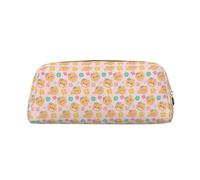 Pomeranians Cartoon Flowers Printing Leather Pencil Pouch Pen Case Elegant and Practical Bag for Students Perfect for Office School