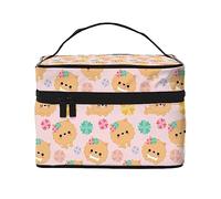 Pomeranians Cartoon Flowers Travel Makeup Bag - Elegant and Spacious Cosmetic Organizer for On-The-Go