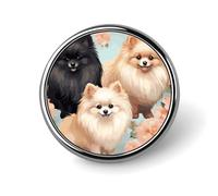 Pomeranians Pattern Badge Holder Personalized Round Badge with Picture Pin Aluminum Alloy Button Pin Exquisite Brooch Fashion Button Badges Clothes Decorative Pins