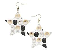 Pomeranians Pattern Leather Star Shaped Earrings Fashion Accessories Lightweight Festivals Parties Everyday Life