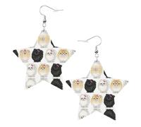 Pomeranians Pattern Leather Star Shaped Earrings Fashion Accessories Lightweight Festivals Parties Everyday Life