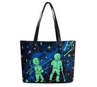 Pomeranians Pattern Leather Tote Bag for Women Top Handle Purses Handbags Casual Work Tote Travel Shoulder Bag, Glow in the Dark, 29*34*14cm