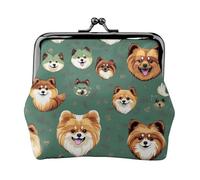 Pomeranians Pattern Print Charm and Versatile Coin Purse Exquisite Waterproof Kiss Lock Wallet for Keys Cards