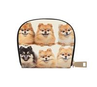 Pomeranians Pattern Print Coin Purse Wallet for Men&Women, Cute Leather Credit Card Holder Zipper Mini Pouch Change Purses, White, One Size, Coin Purse