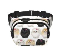 Pomeranians Pattern Print Men Women Square Double Layer Waist Bag Outdoor Hiking Running Everyday Wear