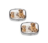 Pomeranians Pattern Print pilldispenser 2 Compartment Medicine Case, Portable pilldispenser for Pocket Or Purse Pillbox