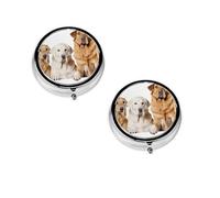 Pomeranians Pattern Print pilldispenser, Round Organizer, 3 Compartment Small Case for Purse & Pocket, Portable Medicine Box for Travel