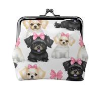 Pomeranians Pattern Print Women's Kiss Lock Coin Pouch, Mini Wallet for Cards and Lipstick, Soft Compact Purse