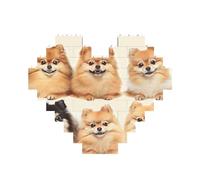 Pomeranians Pattern Printed Jigsaw Puzzle 10.8x12.8 CM, Heart-Shaped Puzzle Challenging Game for Adults Gifts, Family Fun Decorative Wall Decor
