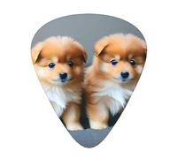 Pomeranians Puppies and Point 1 Professional Guitar Picks Set 12 PCS ABS Material Thin Medium Heavy with Storage Box for Guitar Ukulele