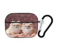 Pomeranians Puppies and Point Earbuds Organizer Shockproof Protective Airpods Pro Cover with Carabiner Clip Anti Fall Carrying Earphone Case Cover for Airpods Pro 2nd Generation Black