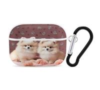 Pomeranians Puppies and Point Earbuds Organizer Shockproof Protective Airpods Pro Cover with Carabiner Clip Anti Fall Carrying Earphone Case Cover for Airpods Pro 2nd Generation White