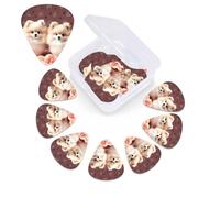 Pomeranians Puppies and Point Guitar Picks 12 Pack Personalized Plectrums with Storage Box, Colorful Celluloid Guitar Plectrum Includes Thin, Medium, Heavy Picks for Acoustic Guitar Bass Picks