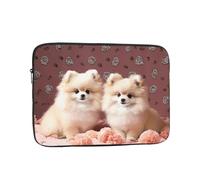 Pomeranians Puppies and Point Laptop Sleeve for Women Men, 17 Inch Waterproof Laptop Bag Lightweight Notebook Computer Cover Bag