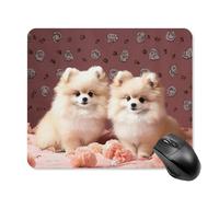 Pomeranians Puppies and Point Mouse Pad Square Laptop Mouse Mat Cute Computer Mousepad Keyboard Pad Non-Slip Desk Pads for Gaming Office Work Home 25 * 30cm