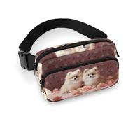 Pomeranians Puppies And Point Printed Fanny Pack Fanny Packs for Women Men,Crossbody Bag Large Chest Bag with Adjustable Strap for Outdoors Workout Traveling Casual Running, Pomeranians Puppies And