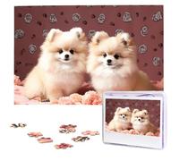 Pomeranians Puppies and Point Puzzles 1000 Pieces Wooden Jigsaw Puzzle Personalized Picture Puzzles Family Decoration Photo Puzzle for Adults (29.5" x 19.7")