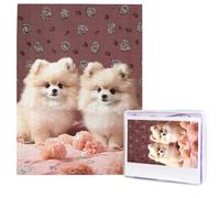 Pomeranians Puppies and Point Puzzles 500 Pieces Wooden Jigsaw Puzzle Personalized Picture Puzzles Modern Wall Art Family Decoration Photo Puzzle for Adults (20.4" x 15")
