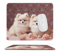 Pomeranians Puppies and Point Stitched Edge Mouse Pad