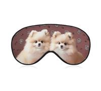 Pomeranians Puppies and Point Travel Eye Mask Blackout Eye Mask for Sleeping Airplane Eyemask with Adjustable Strap Sleep Masks for Women Men Soft Night Blindfold Eyemask