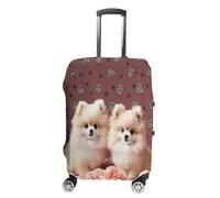 Pomeranians Puppies And Point Travel Luggage Cover Stretchable Airplane Suitcase Protector Sleeve Universal Washable Fit for 19-32 Inch Checked Baggage,Water Resistant Durable Luggage Protector, white