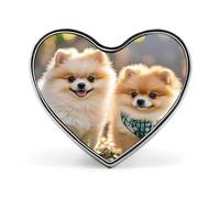 Pomeranians Puppies Lapel Pin Elegant Heart Shape Brooch Badge Funny Personalized Pinback Button Badge Fashion Cute Heart Brooch Pins for Bag Jacket Clothes Accessories
