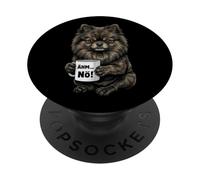Pomerian Dog with Cup Coffee Says No, 'em nö PopSockets Adhesive PopGrip