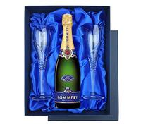 Pommery Brut Royal Champagne in Blue Presentation Set With Flutes 75cl