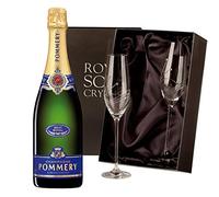 Pommery Brut Royal Champagne with 2 Royal Scot Diamante Flutes 75cl