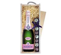 Pommery Rose Brut Champagne & Champagne Truffles, Wooden Box 75cl 12.5% abv